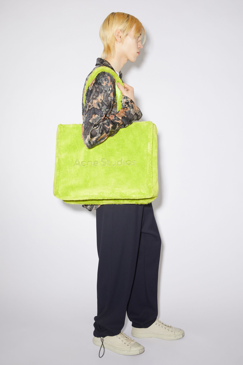 Furry logo shoulder tote bag - Lime green 3