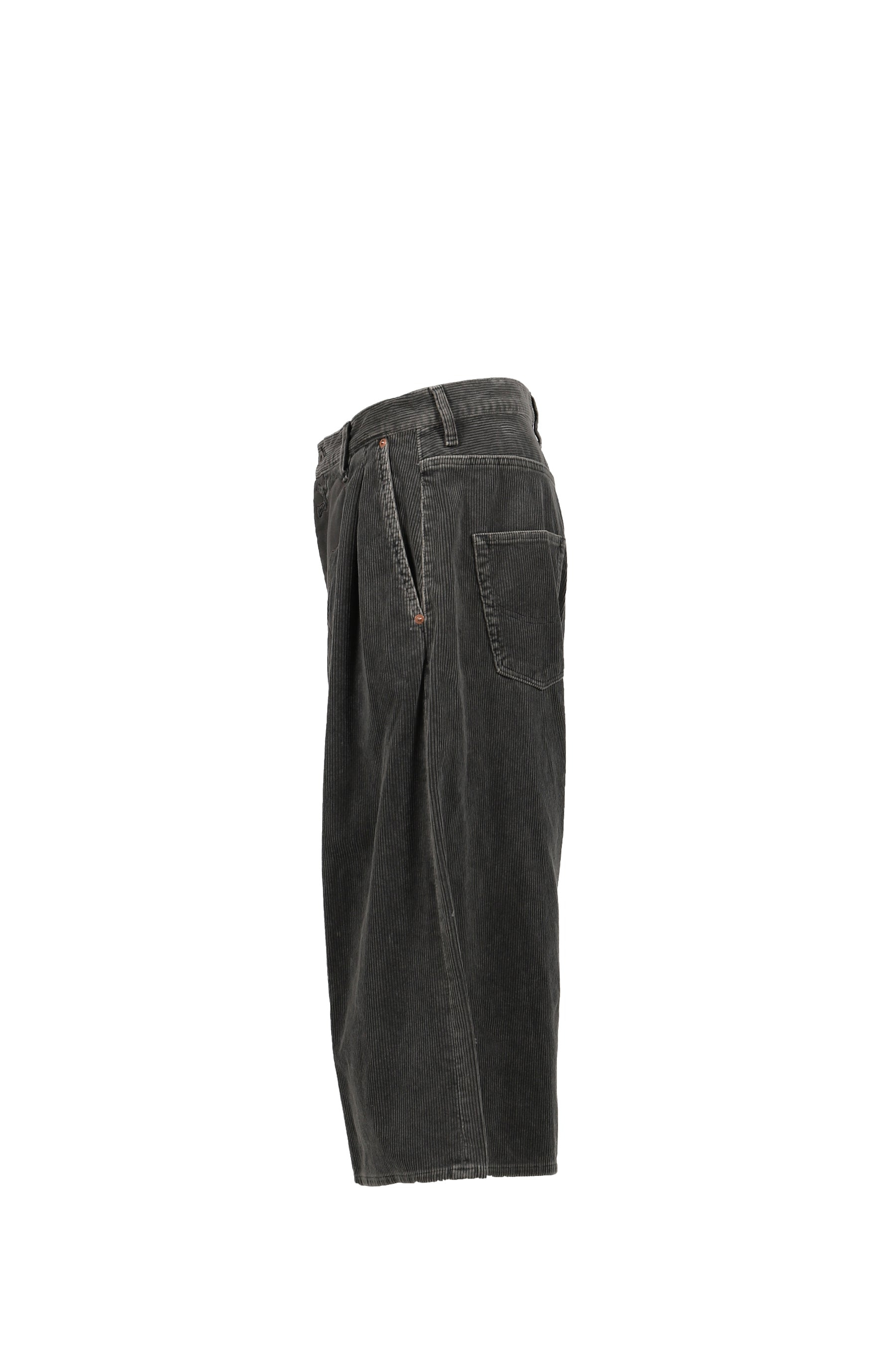 BONE APPLIQUE CORDUROY CROPPED PANTS / GRY - 7