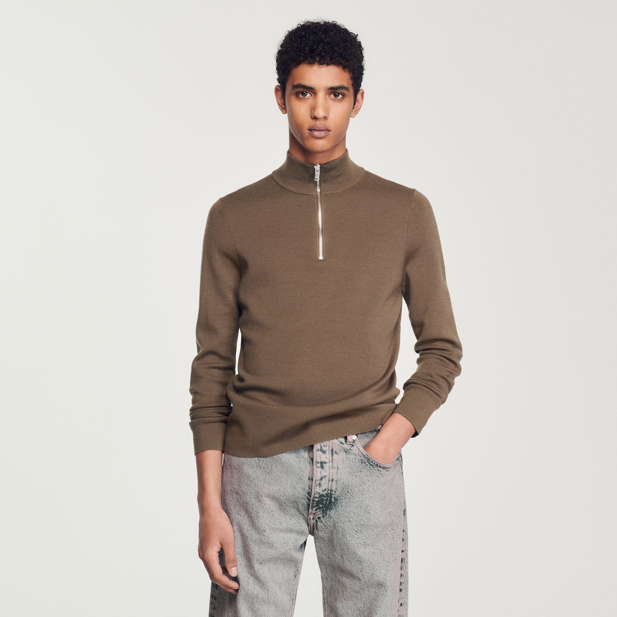 WOOL SWEATER WITH ZIPPED COLLAR - 5