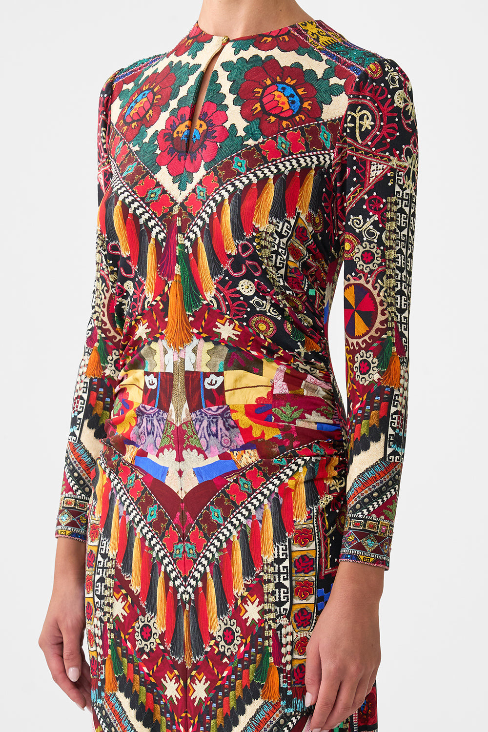 GATHERED JERSEY LONG DRESS - 5