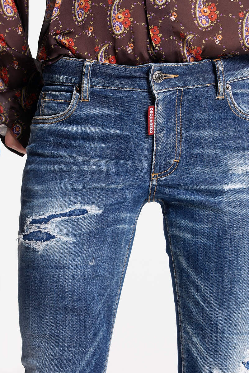 DARK RIPPED WASH MEDIUM WAIST FLARE JEAN 3