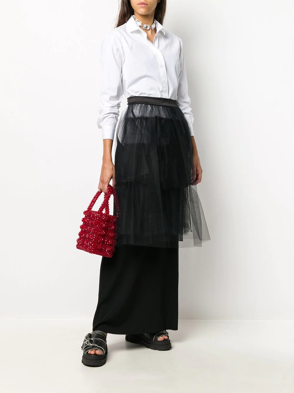 sheer ruffled apron skirt - 2