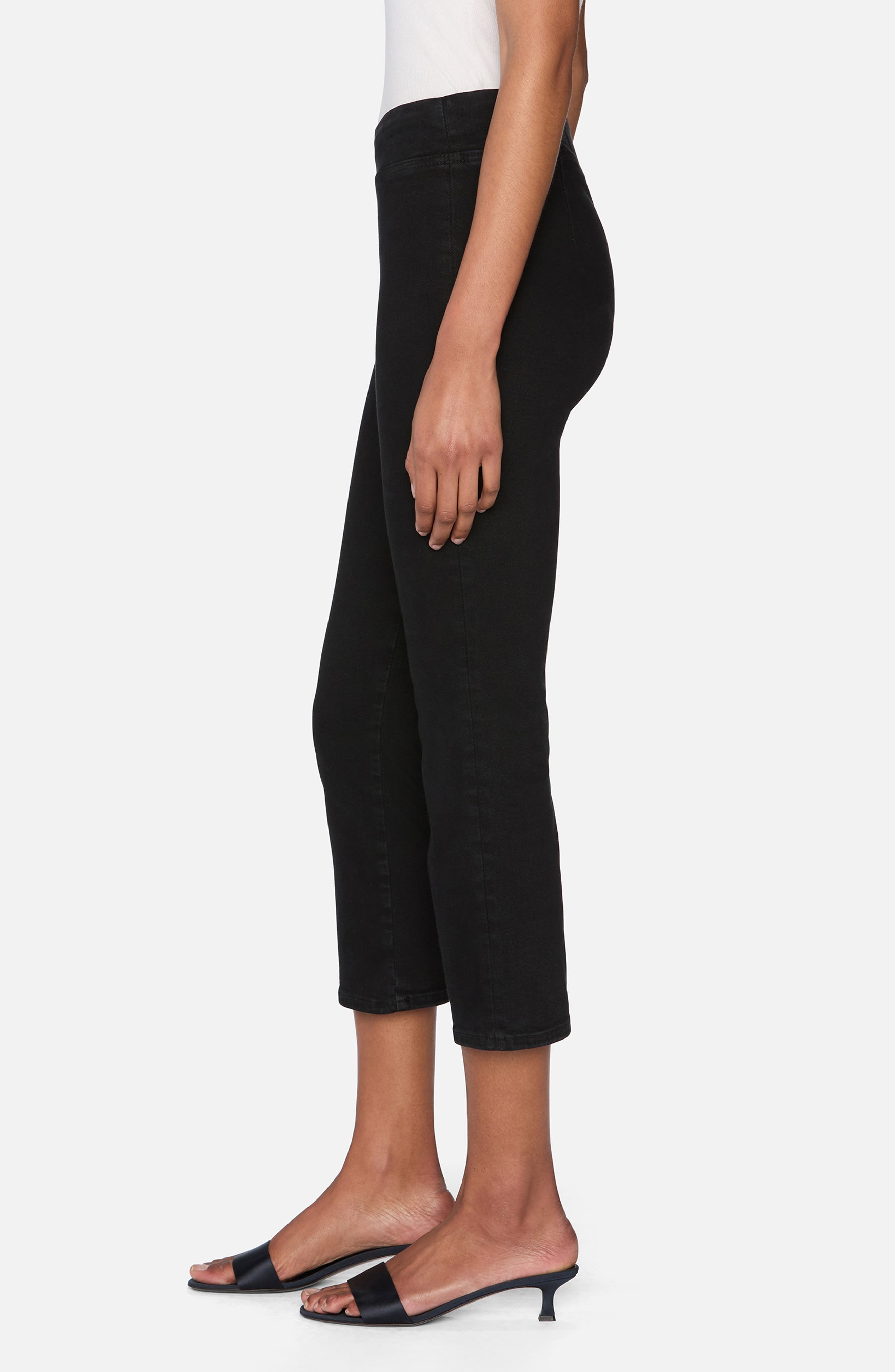 FRAME Jetset Weekend Pull-On High Waist Capri Jeans in Sheen Noir at Nordstrom - 3