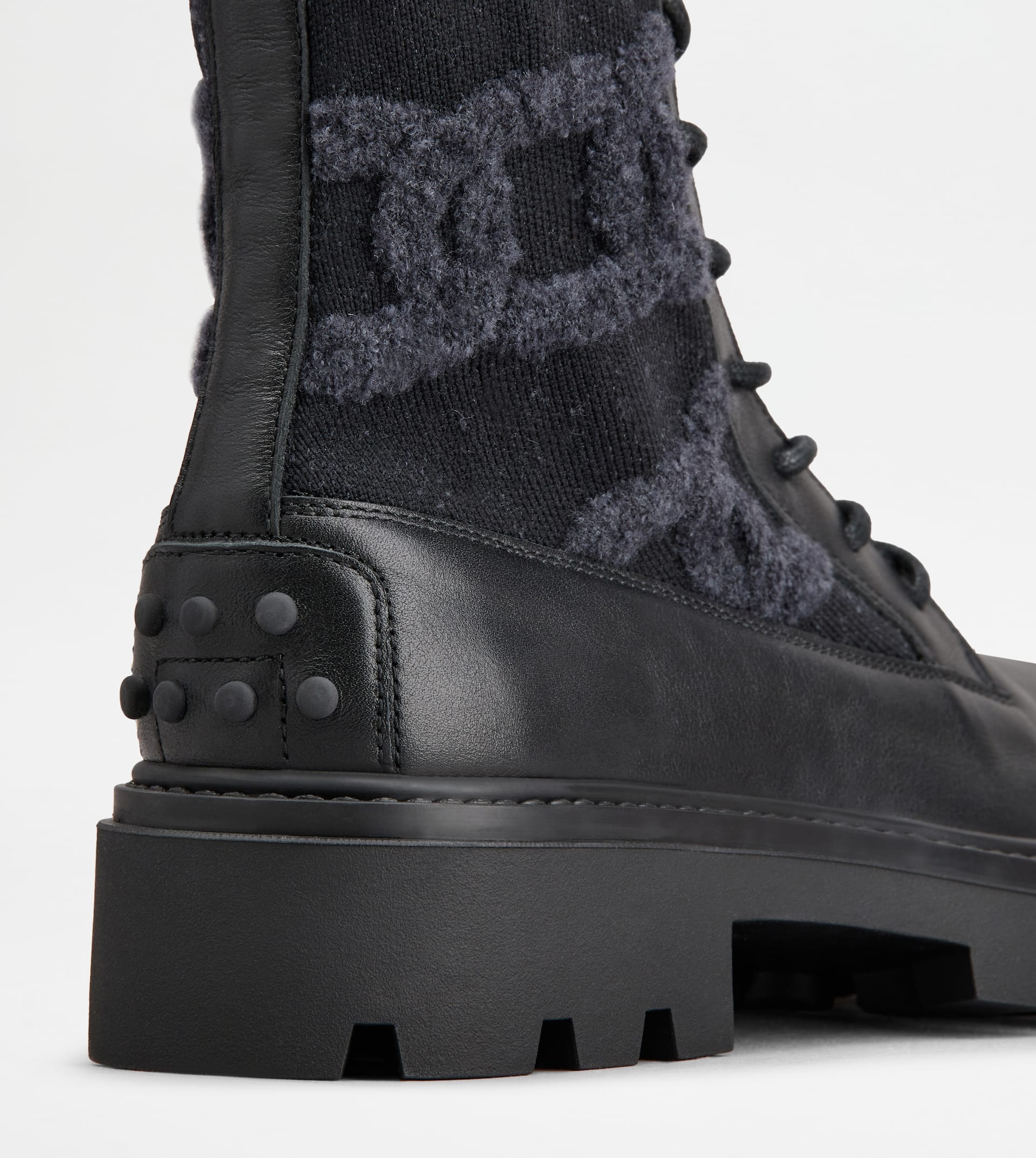 KATE COMBAT BOOTS IN FABRIC AND LEATHER - BLACK - 6
