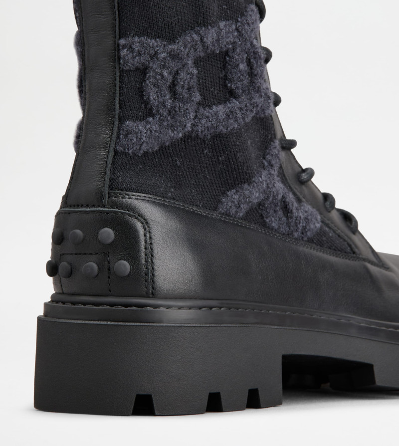KATE COMBAT BOOTS IN FABRIC AND LEATHER - BLACK 6