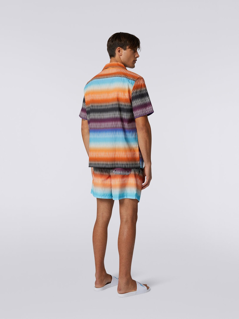 Short-sleeved cotton bowling shirt with zigzag print 4