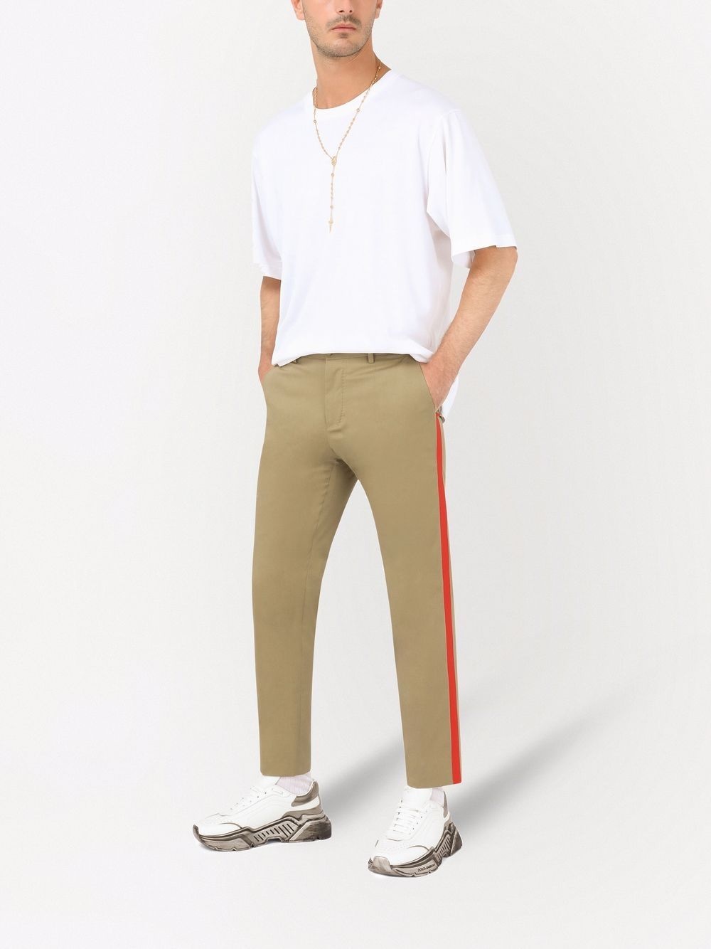 side-stripe slim trousers - 2