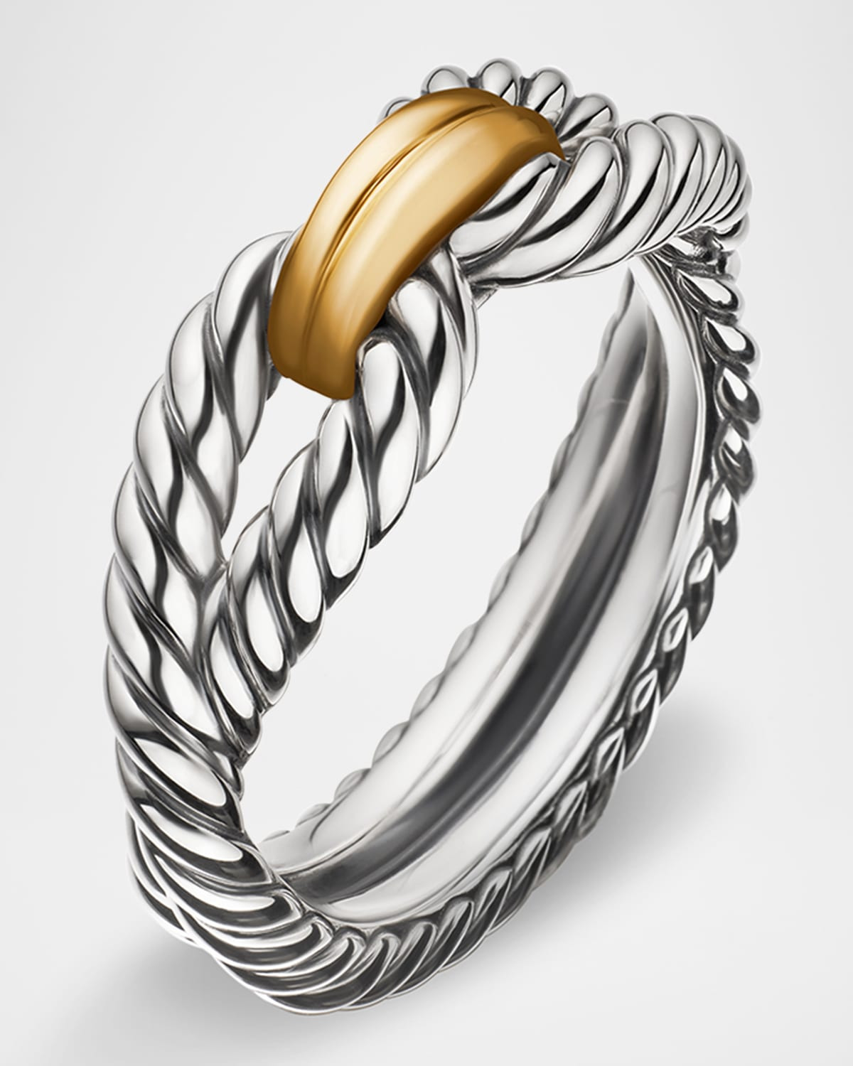 Cable Loop Ring in Silver with 18K Gold, 8mm - 3
