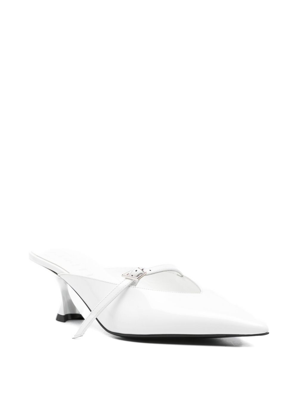 60mm leather buckled heeled mules - 2