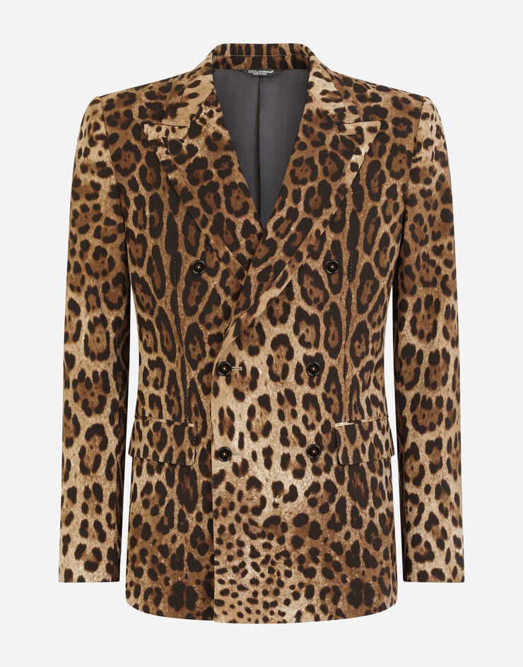 Double-breasted wool Sicilia-fit suit with leopard print - 3