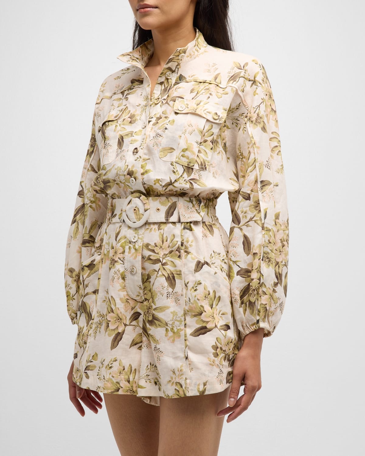 Golden Floral Paneled Playsuit - 4