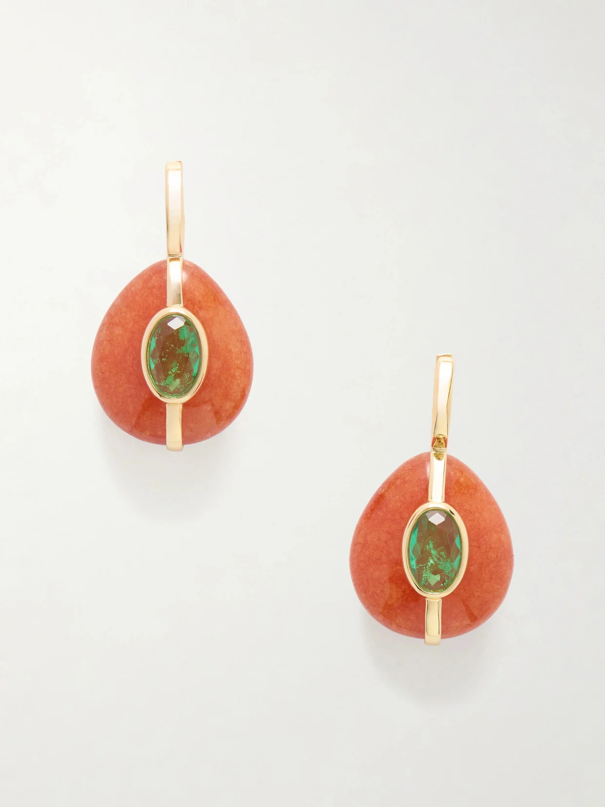 The Stone Pebble Gold-tone Carnelian And Crystal Earrings - 1