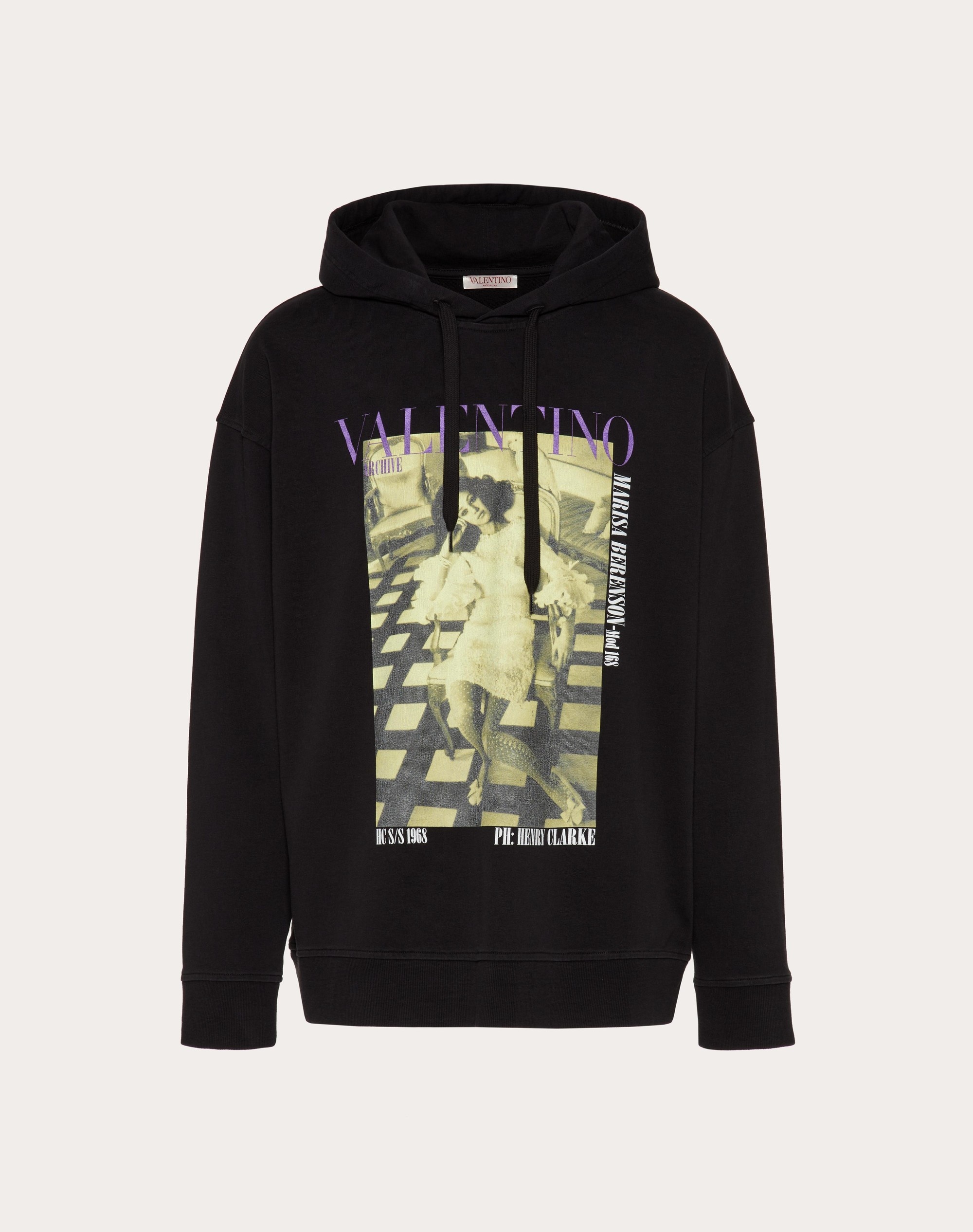 HOODED COTTON SWEATSHIRT WITH VALENTINO ARCHIVE 1968 PRINT - 1