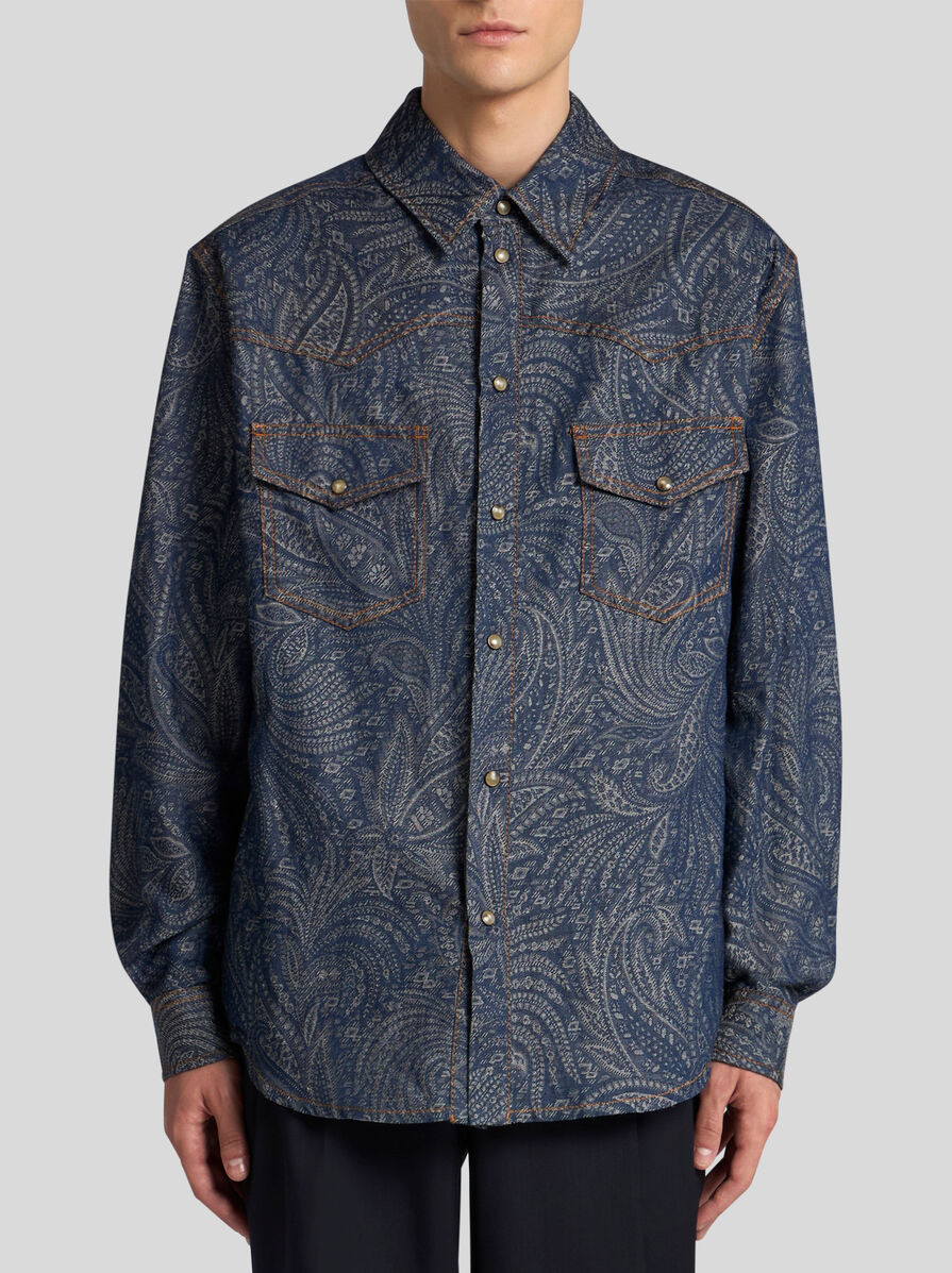 JACQUARD DENIM OVERSHIRT - 2