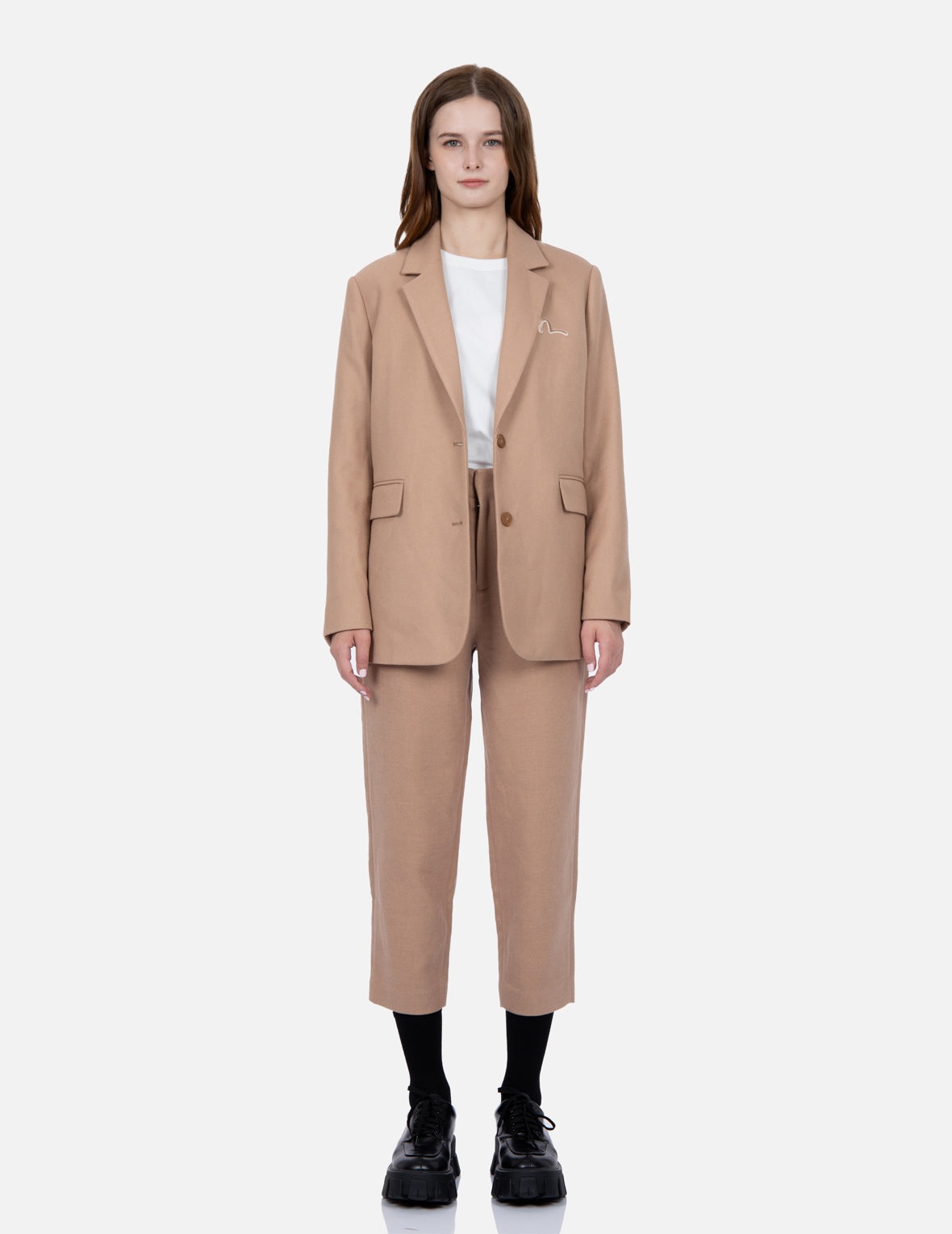 Seagull Embroidery Wool-mix Blazer - 5