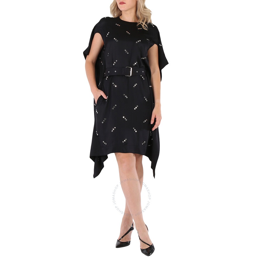 Burberry Black Antonina Embellished Asymmetric Belted Silk Dress - 3