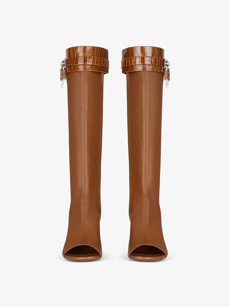Givenchy SHARK LOCK STILETTO SANDAL BOOTS IN LEATHER outlook