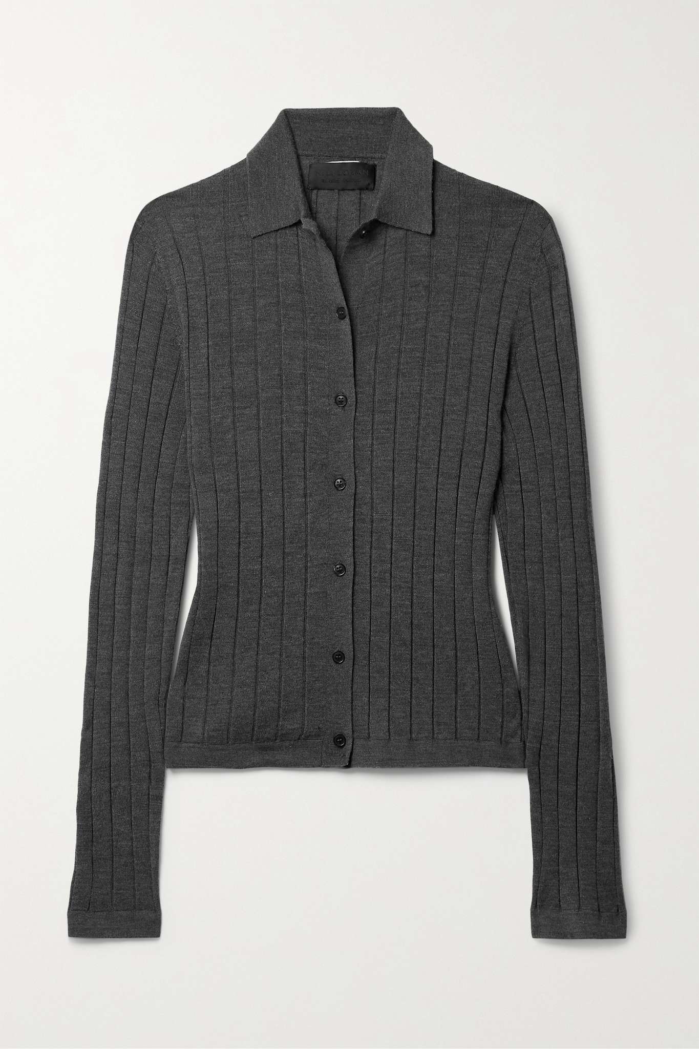 Alivia ribbed merino wool and silk-blend cardigan - 1