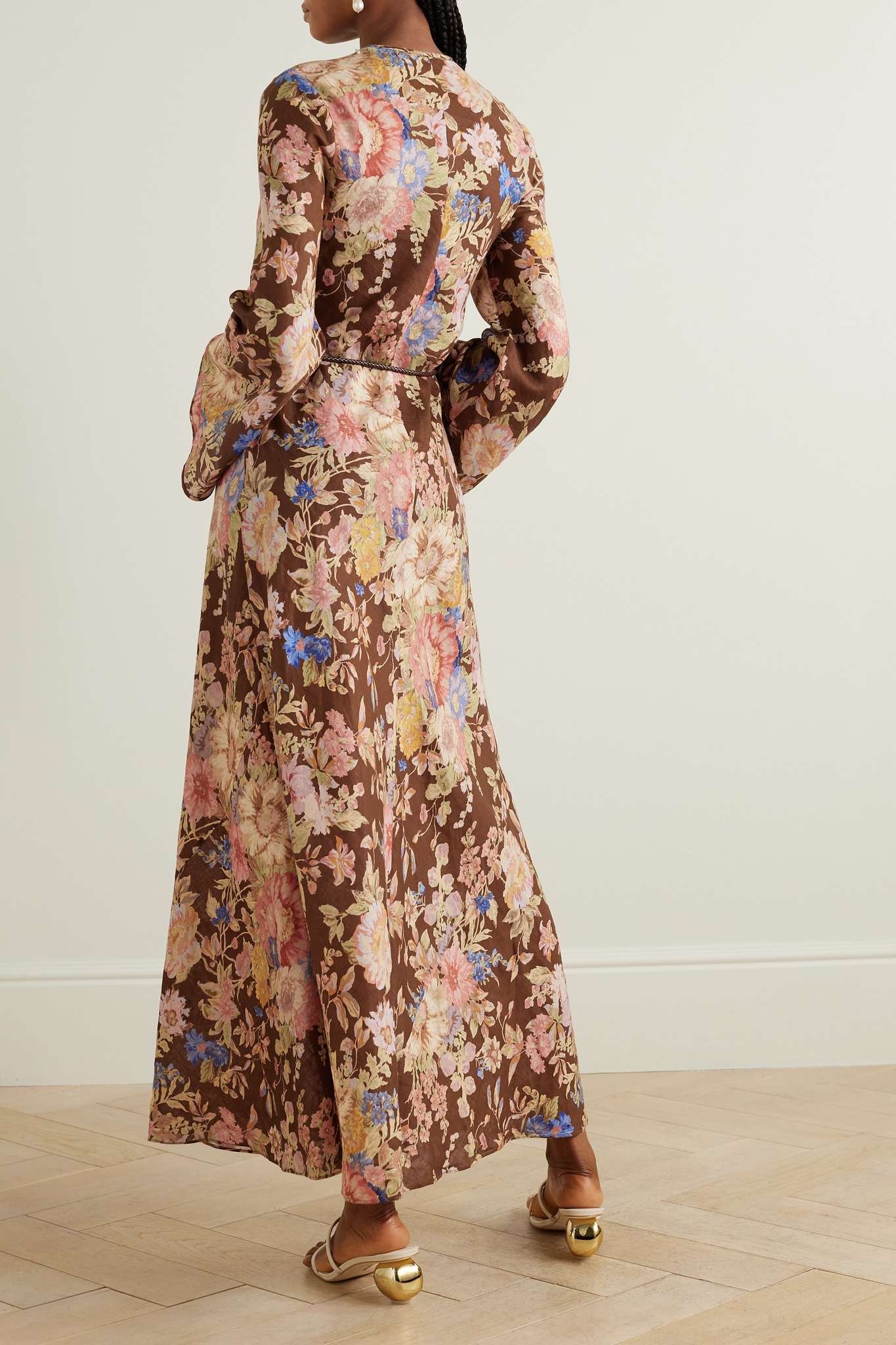 + NET SUSTAIN August belted floral-print linen maxi dress - 3