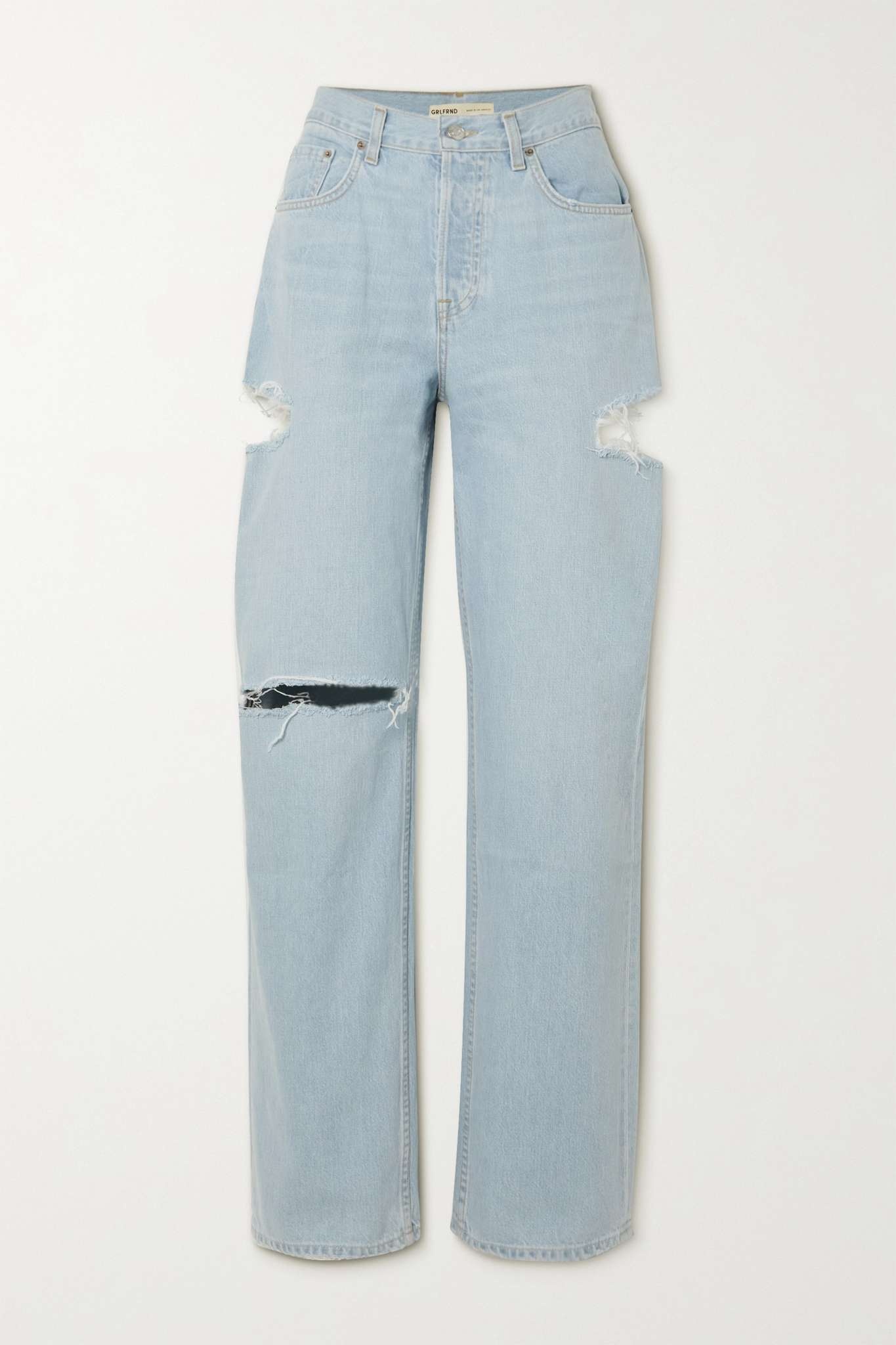 Bella distressed mid-rise straight-leg jeans - 1