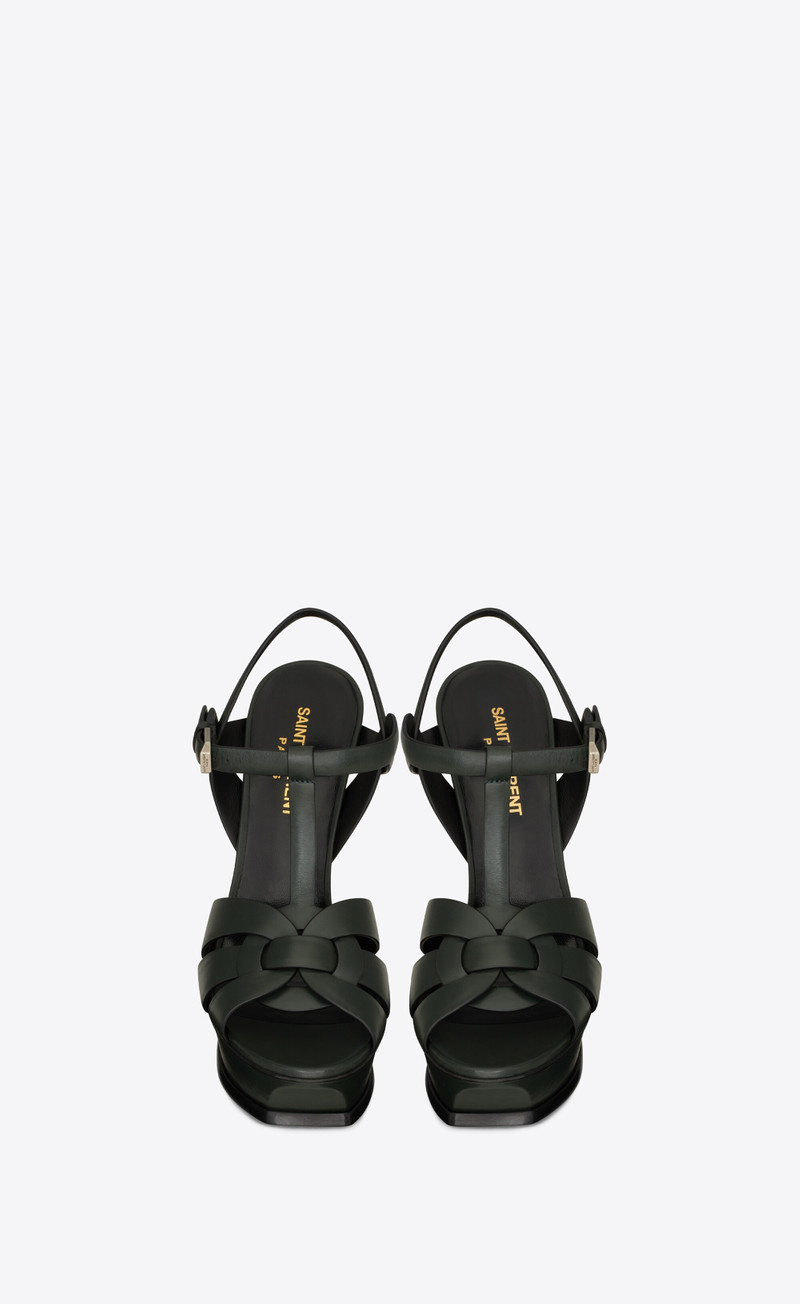 SAINT LAURENT tribute platform sandals in smooth leather outlook