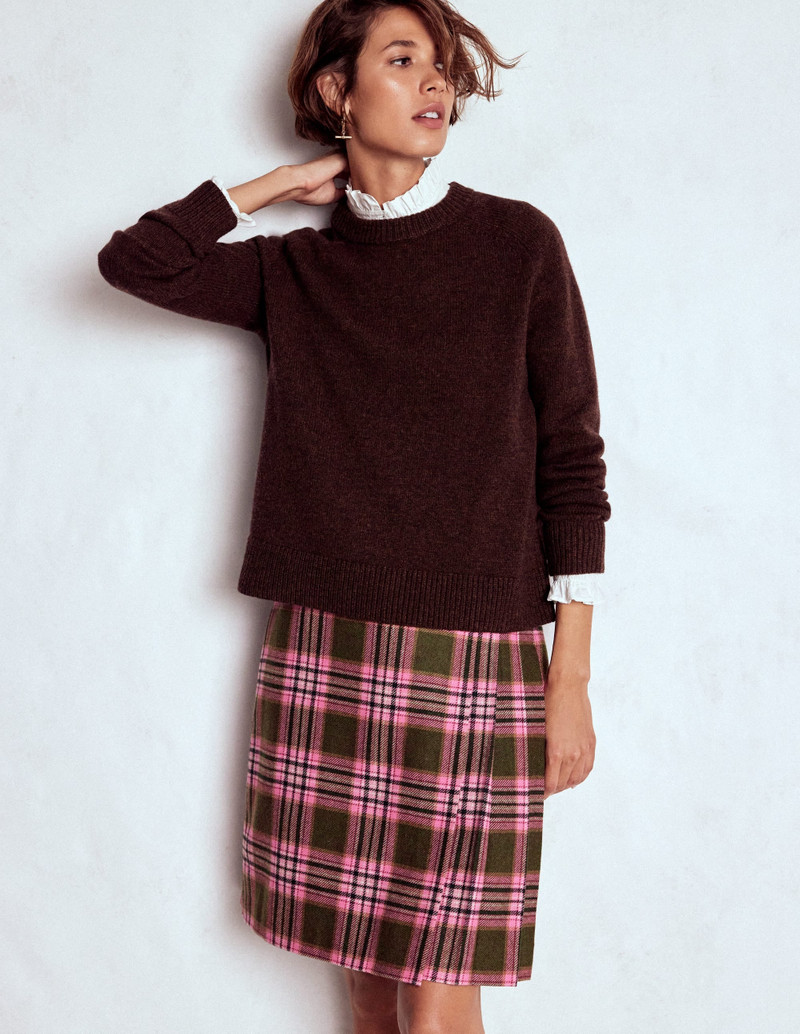 Helen Wool Kilt Skirt-Olive, Green and Pink Check 6