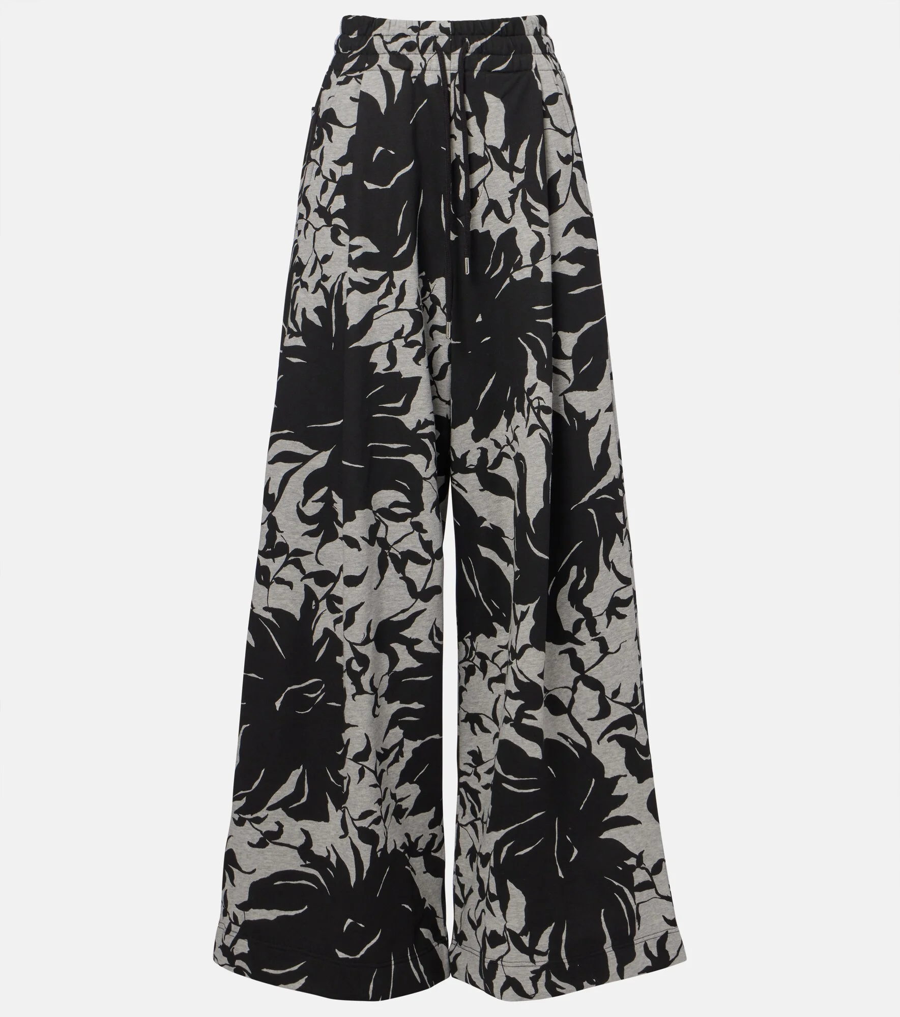 Floral pleated cotton jersey sweatpants - 1
