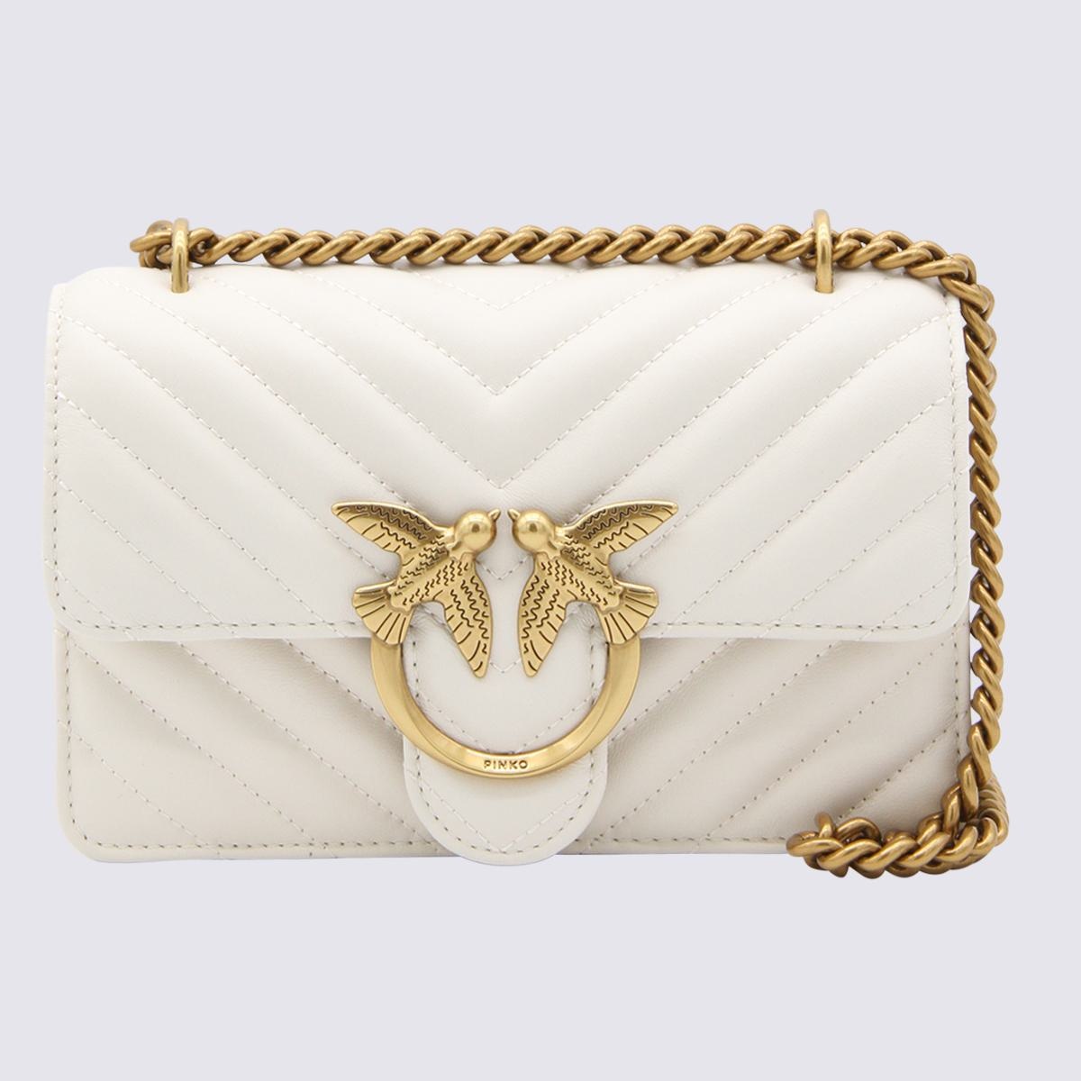 PINKO WHITE LEATHER LOVE MINI ICON SIMPLY SHOULDER BAG - 1