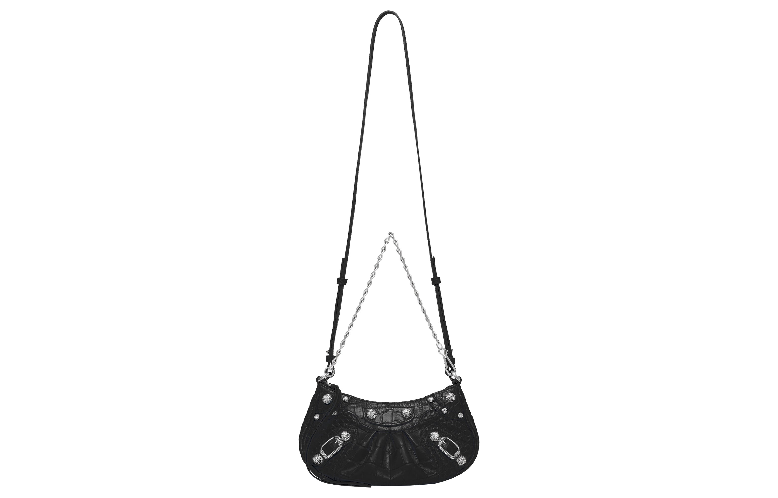 (WMNS) Balenciaga Le Cagole Mini Bag With Chain Crocodile Embossed 'Black' 69581423EJY1000 - 4