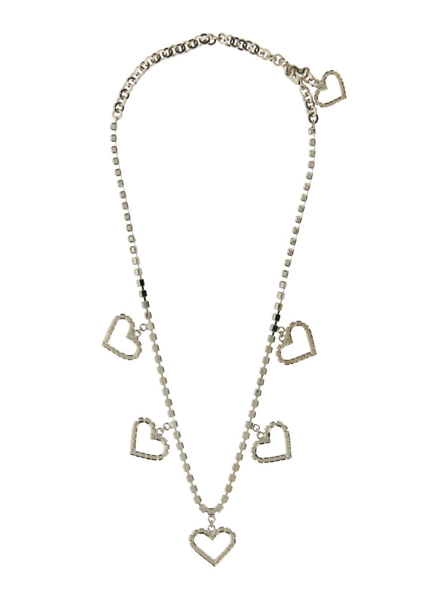 Alessandra Rich Women Crystal Necklace With Heart Pendants - 2