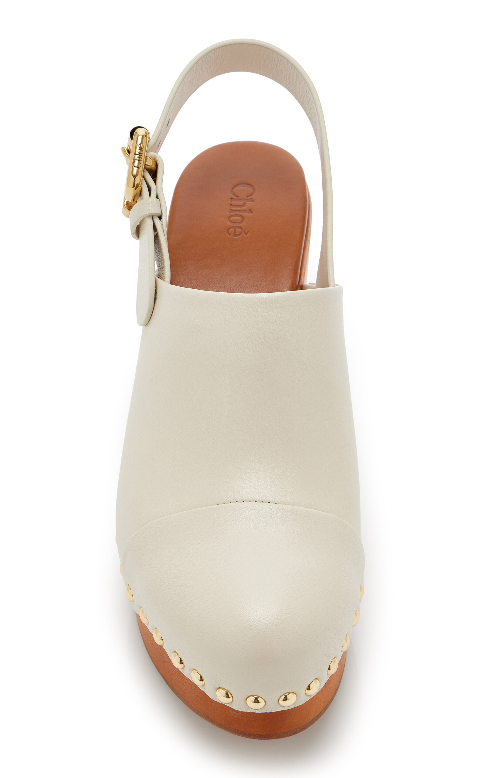 Jeannette Leather Platform Clogs ivory - 3