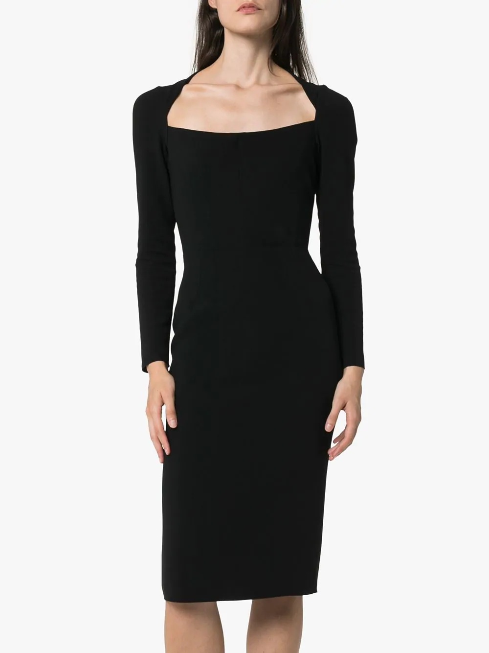 scoop neck fitted midi dress - 3