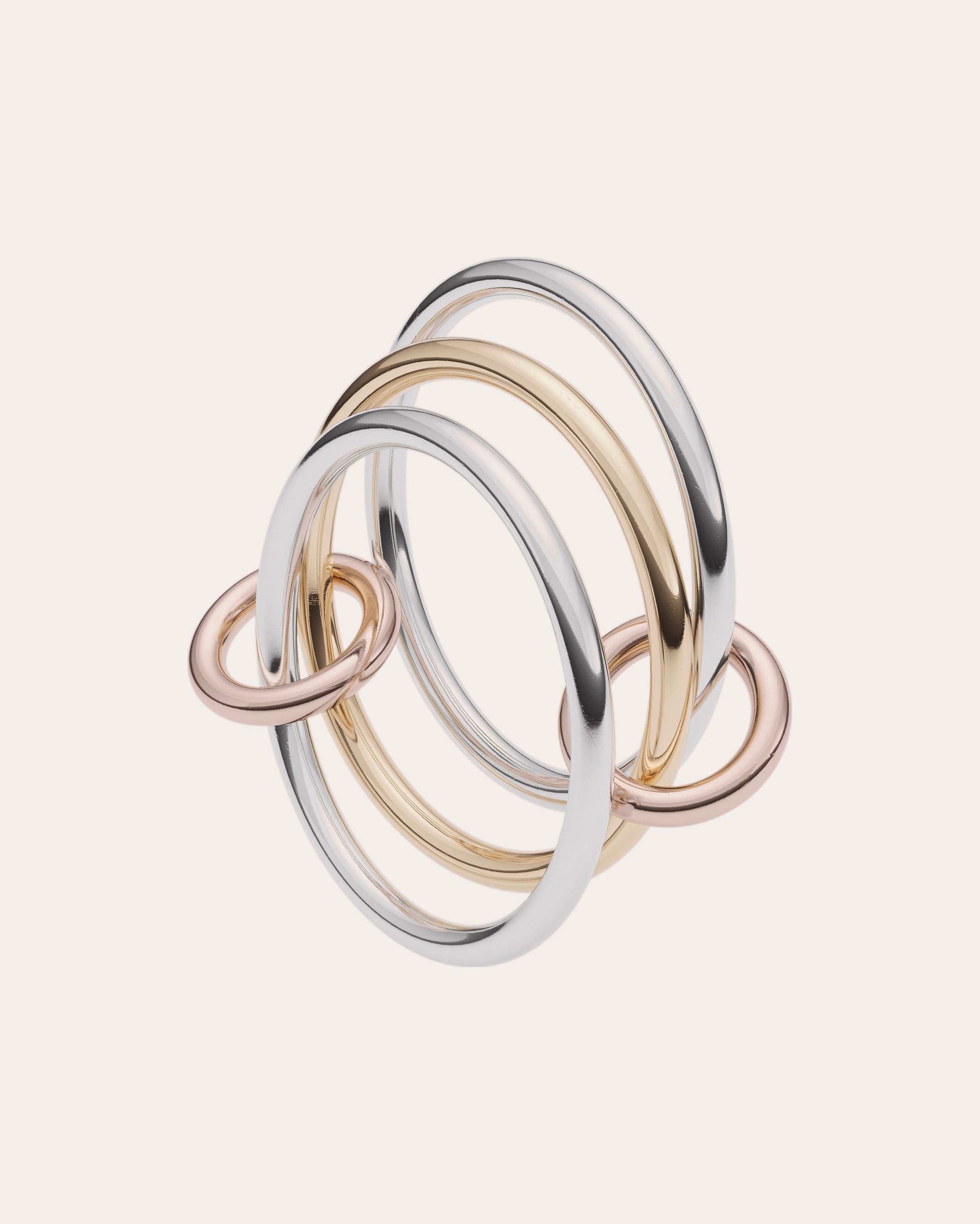 Solarium 18K Two-Tone Gold Sterling Silver Linked Rings - 3