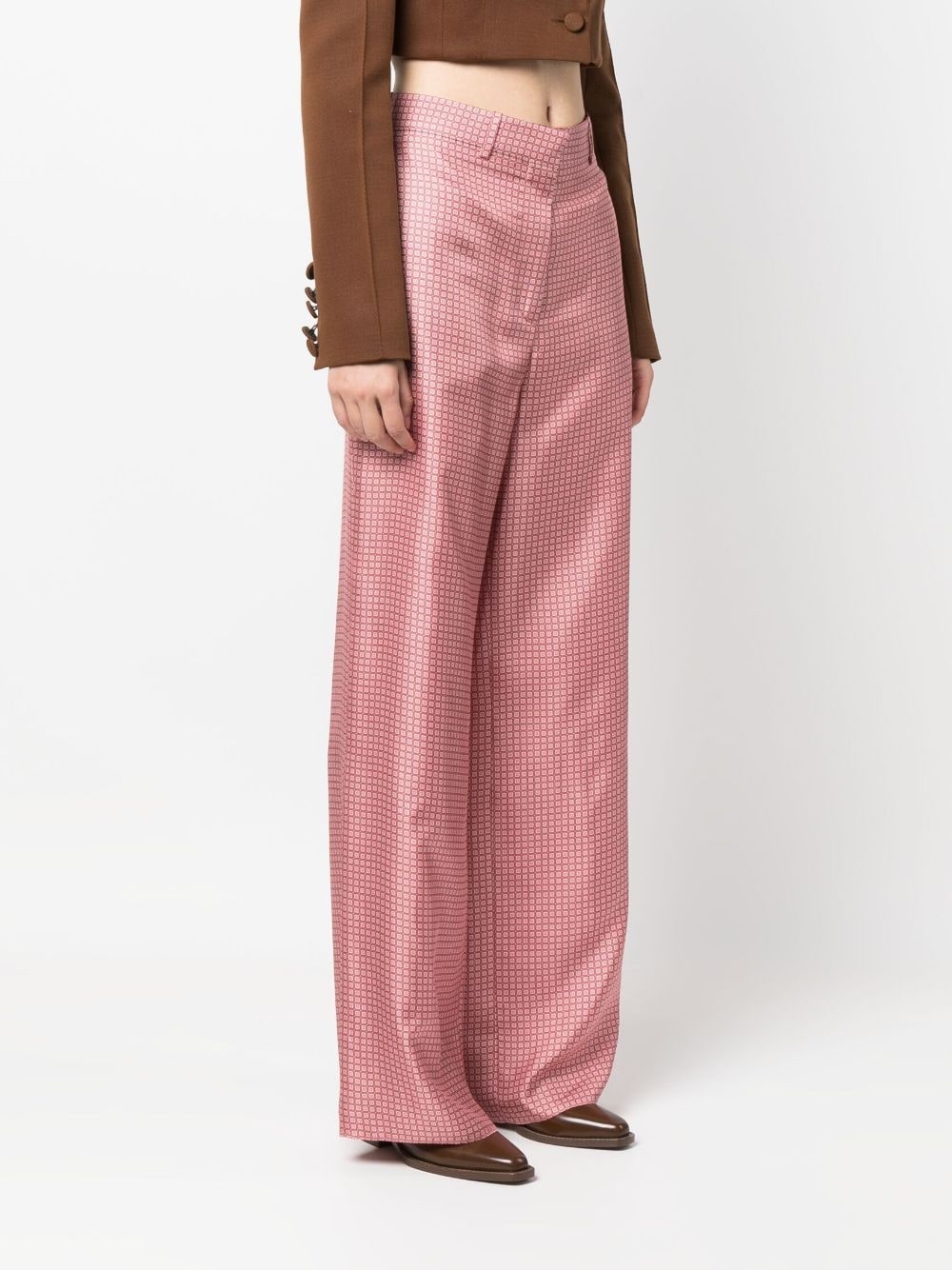 geometric-print wide-leg silk trousers - 3