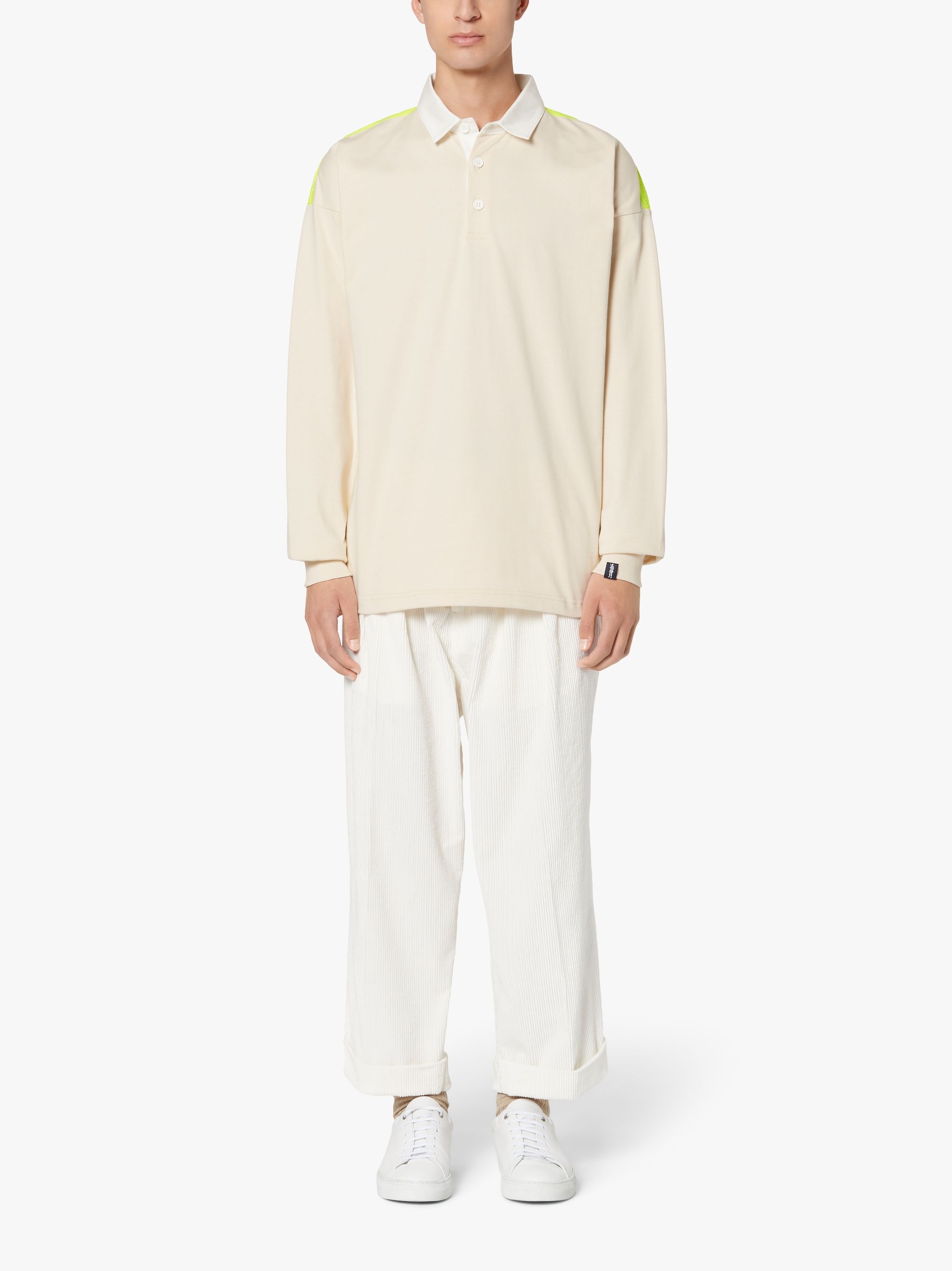BONE WHITE X YELLOW COTTON RUGBY SHIRT | GJM-201 - 2