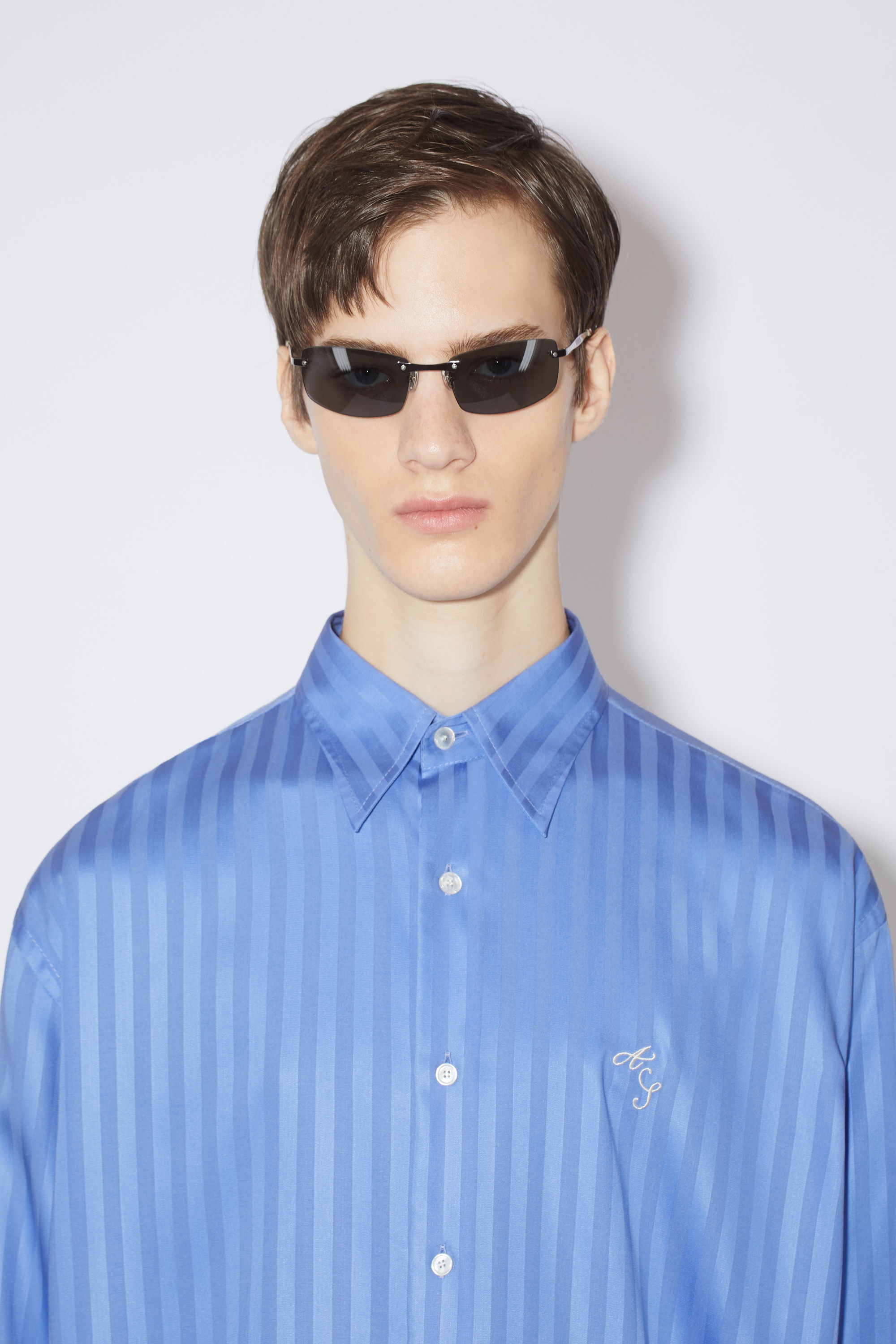 Button-up stripe shirt - Cornflower blue - 5