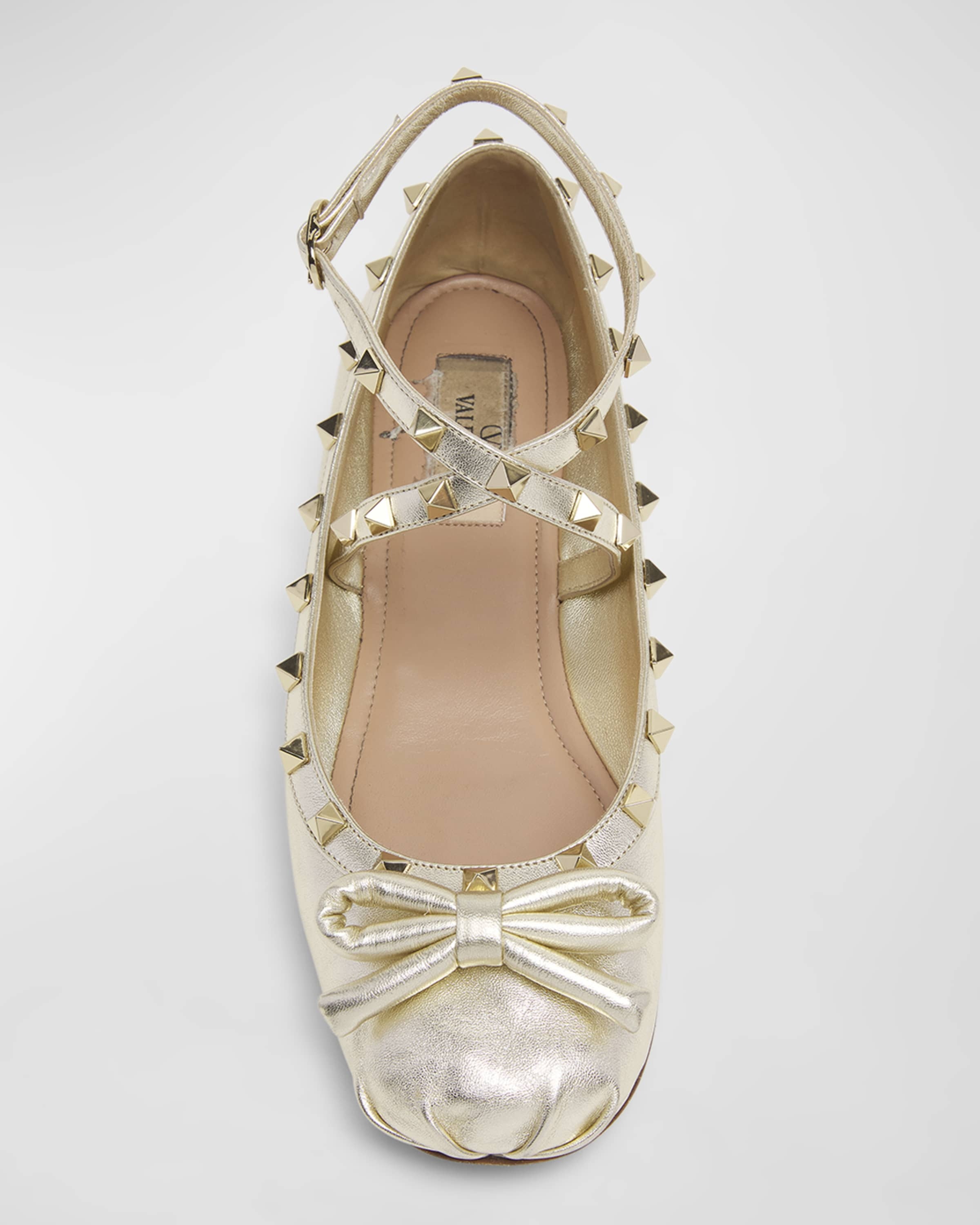 Rockstud Ankle-Strap Ballerina Flats - 6