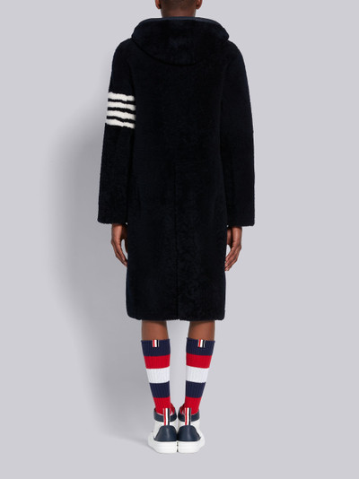 Thom Browne Navy Dyed Shearling 4-Bar Hooded Zip-up Swim Parka outlook