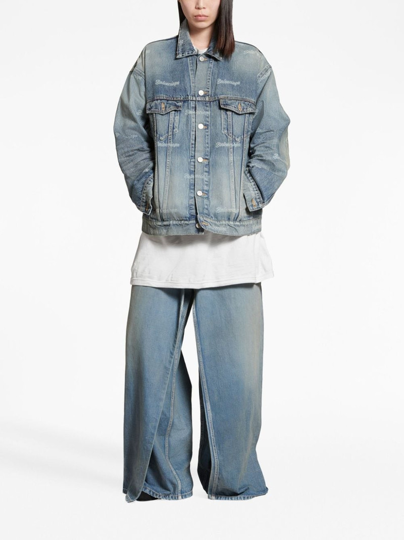 BALENCIAGA logo-print denim jacket outlook