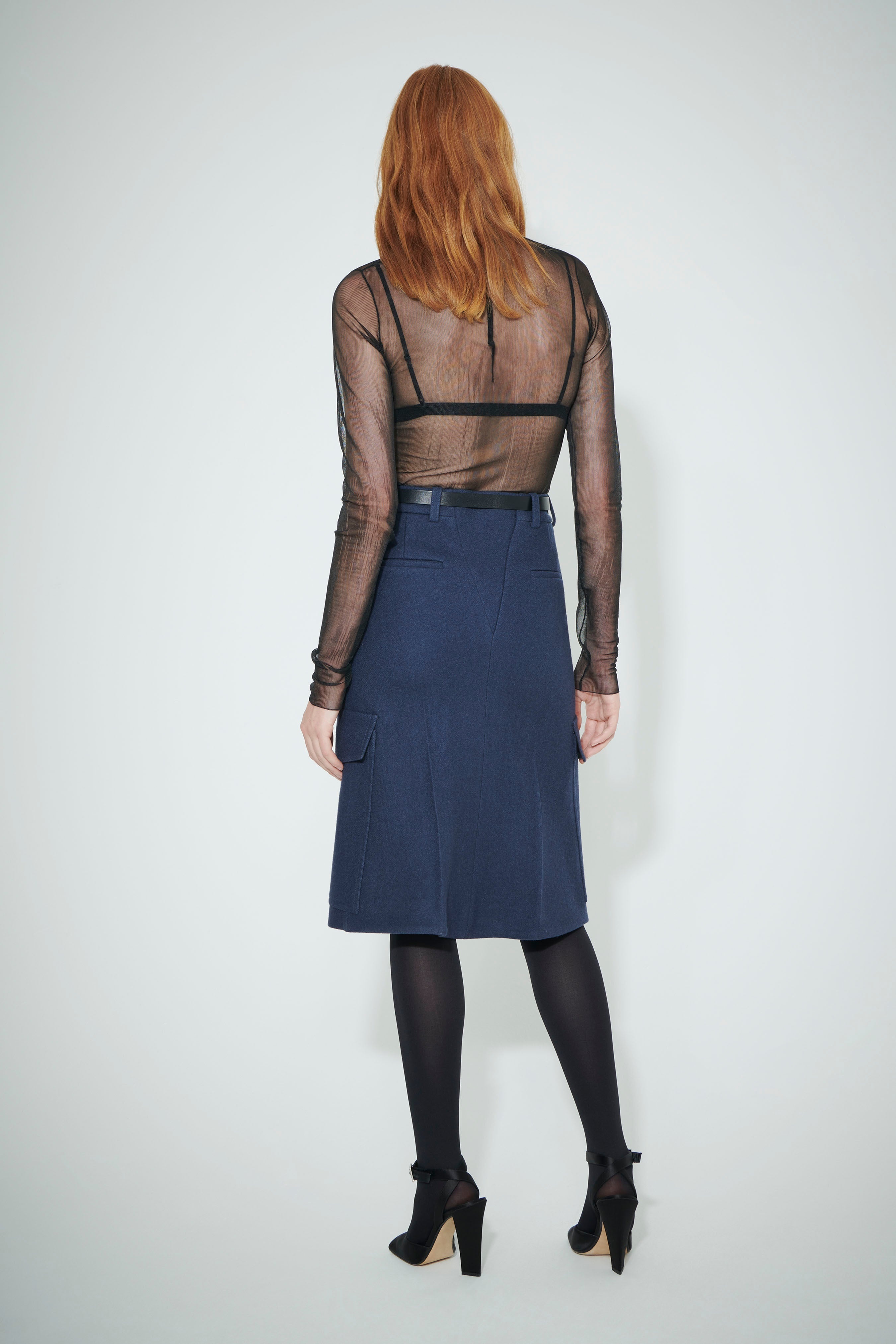 Tailored Utility Skirt in Steel Blue - 5