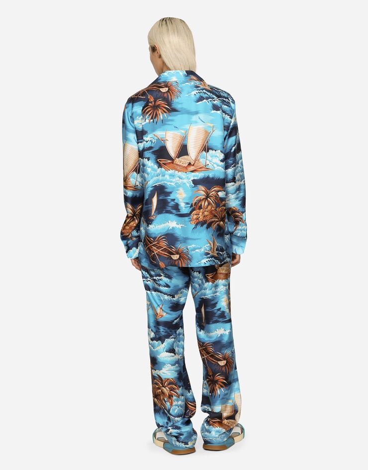 Silk twill shirt with Hawaiian print - 5