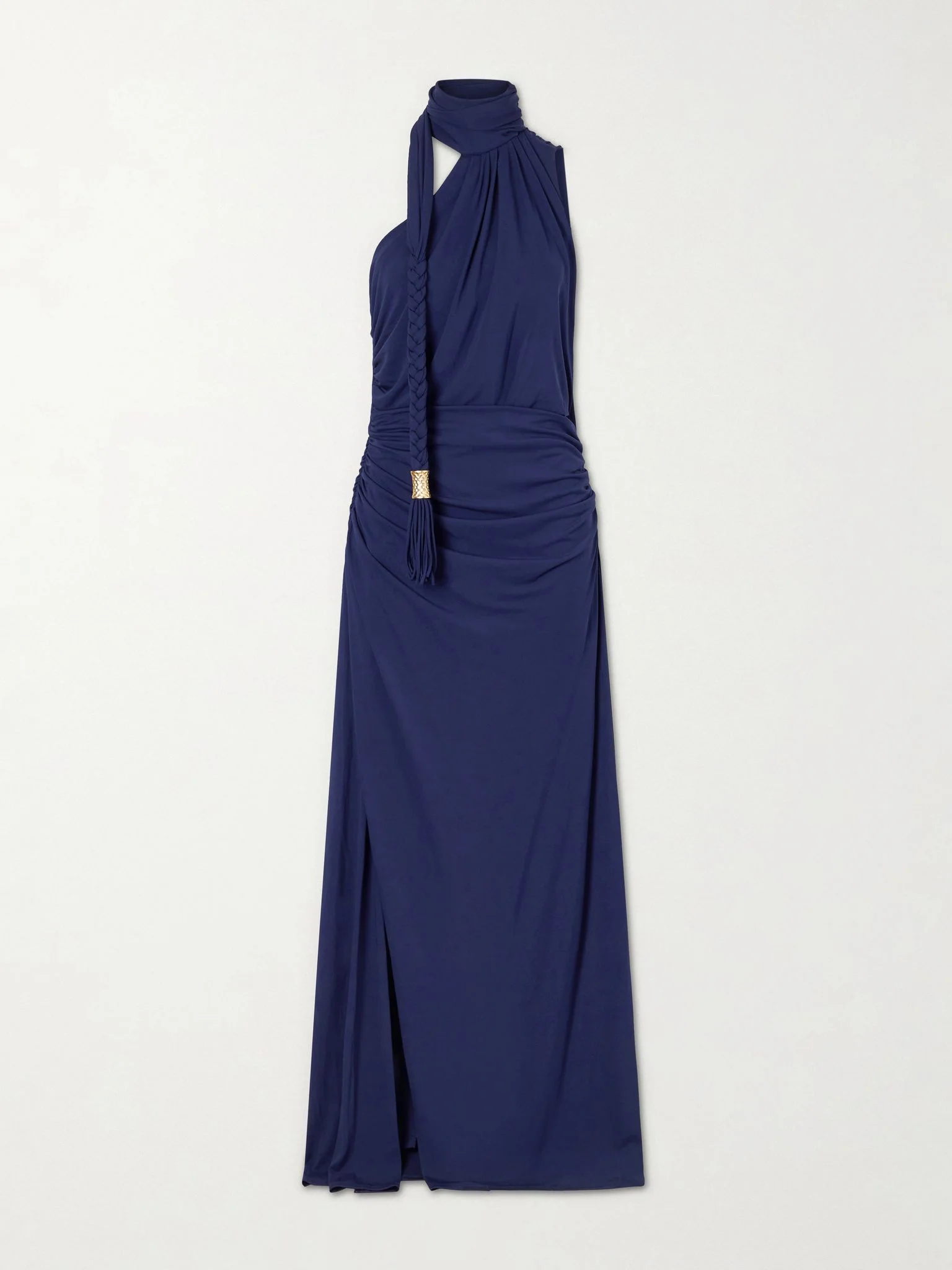 Moira tussled ruched stretch-jersey gown Navy - 1