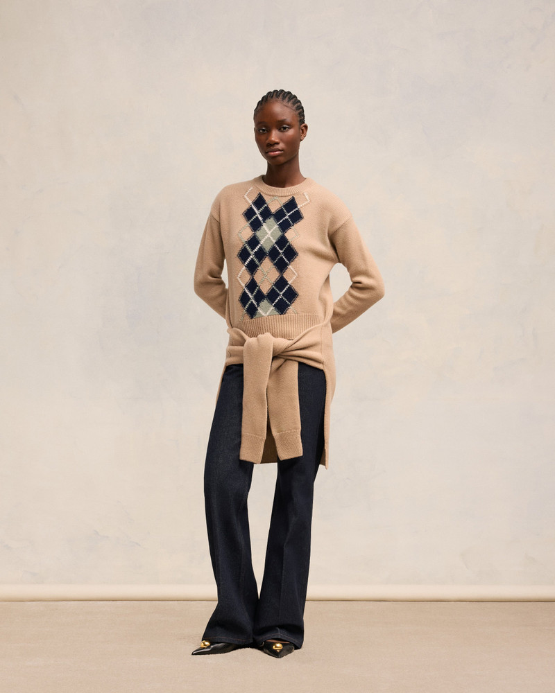AMI Paris ARGYLE DOUBLE CREWNECK SWEATER outlook