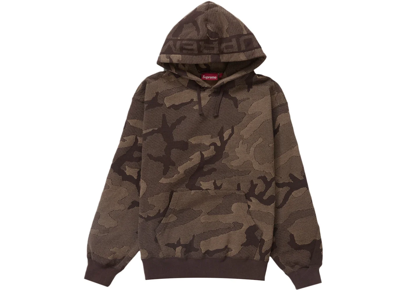Supreme Jacquard Stripe Hooded Sweatshirt Brown Camo - 1