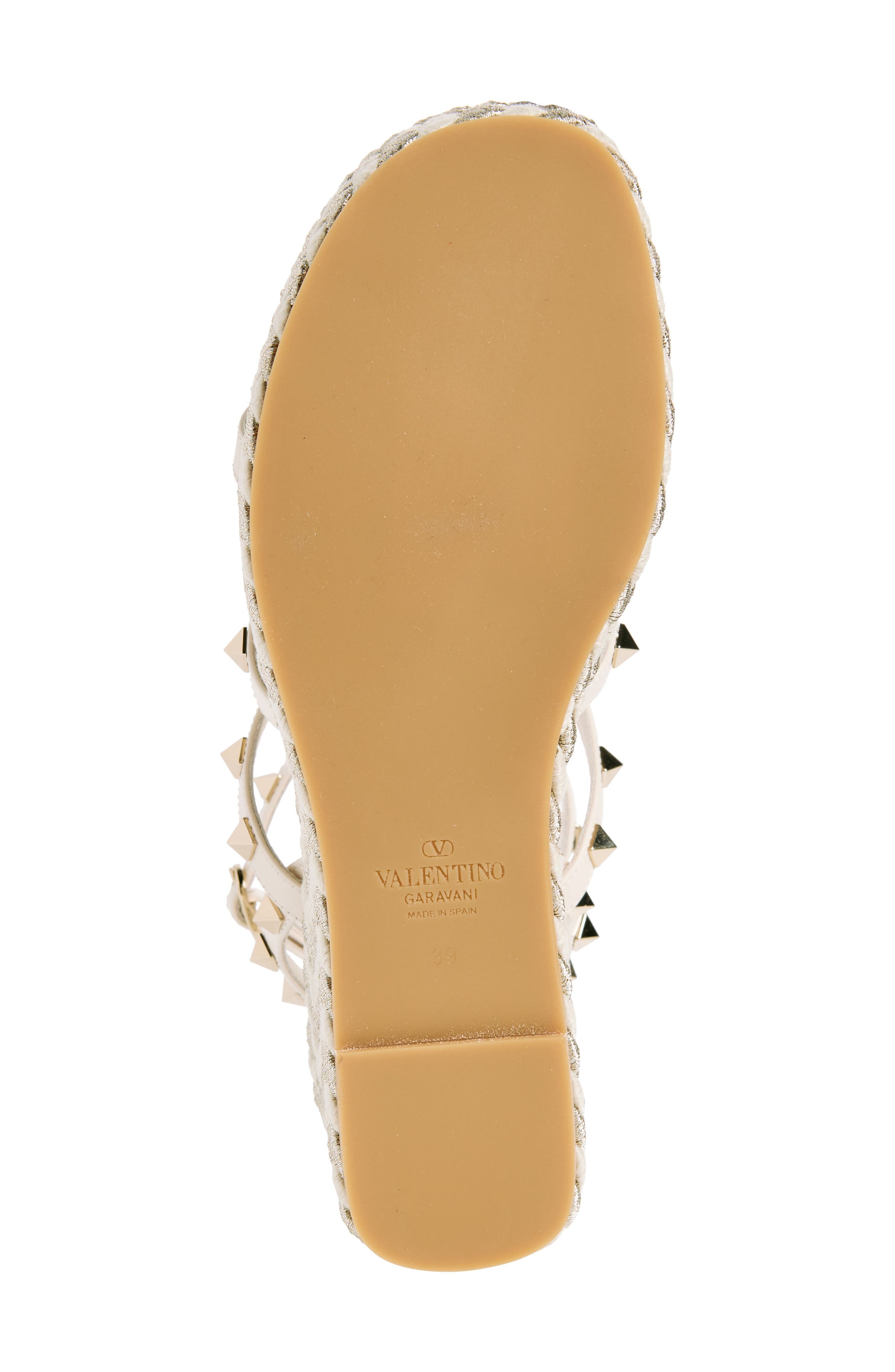 Valentino Garavani Rockstud Torchon Wedge Sandal in Light Ivory at Nordstrom - 6