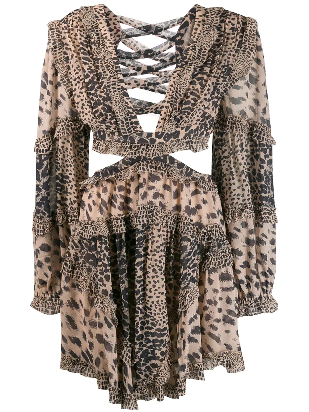 plunging animal print dress - 1