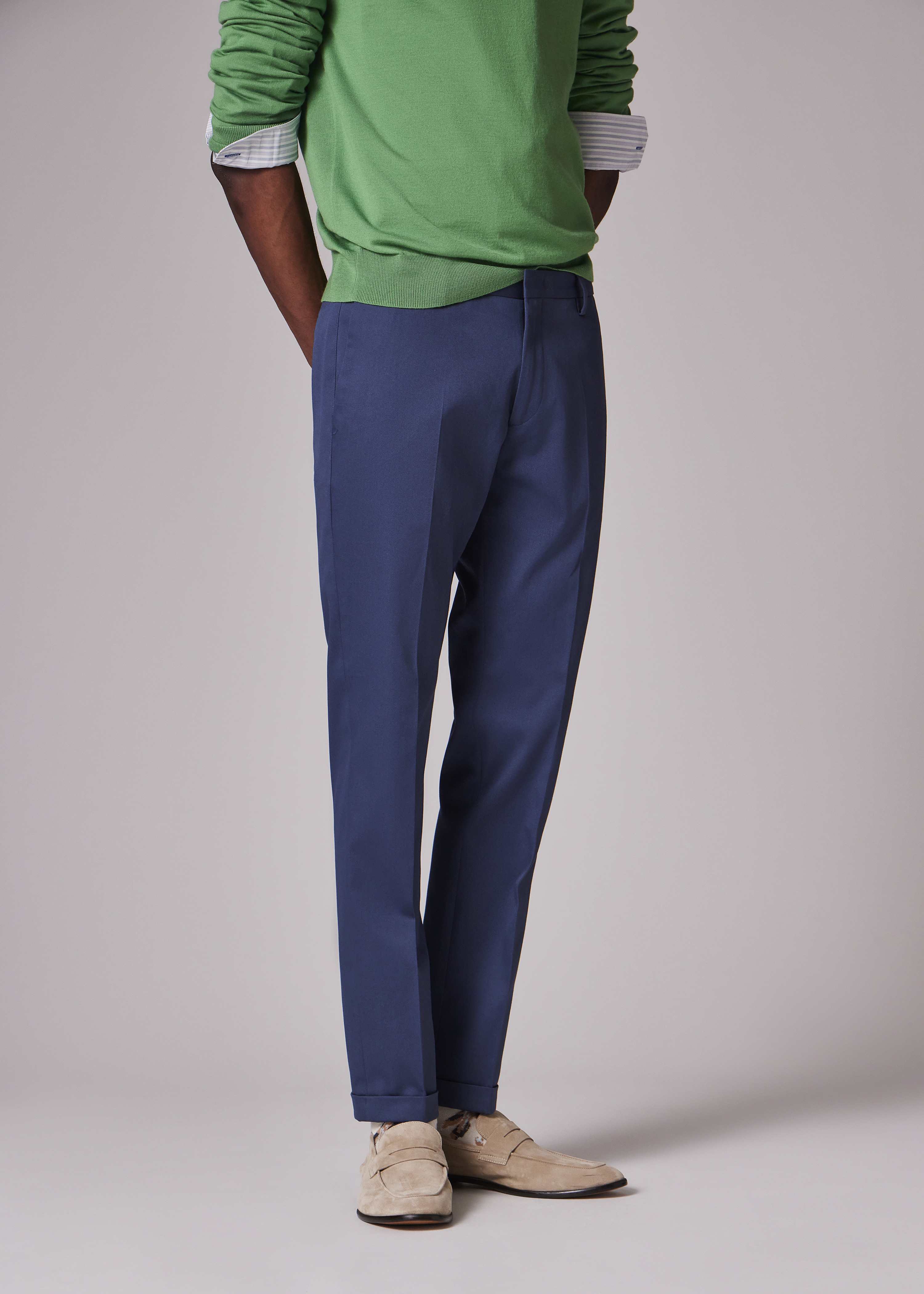 Slim-Fit Steel Blue Cotton-Stretch Chinos - 3