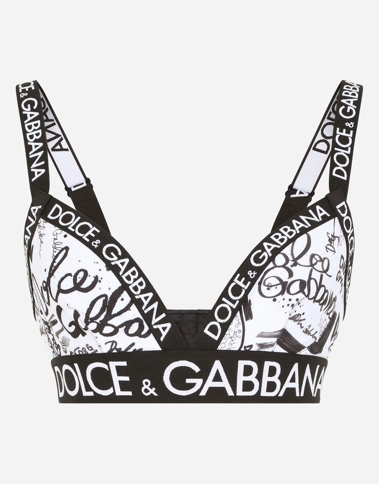 Jersey triangle bra with DG graffiti print and branded elastic - 1