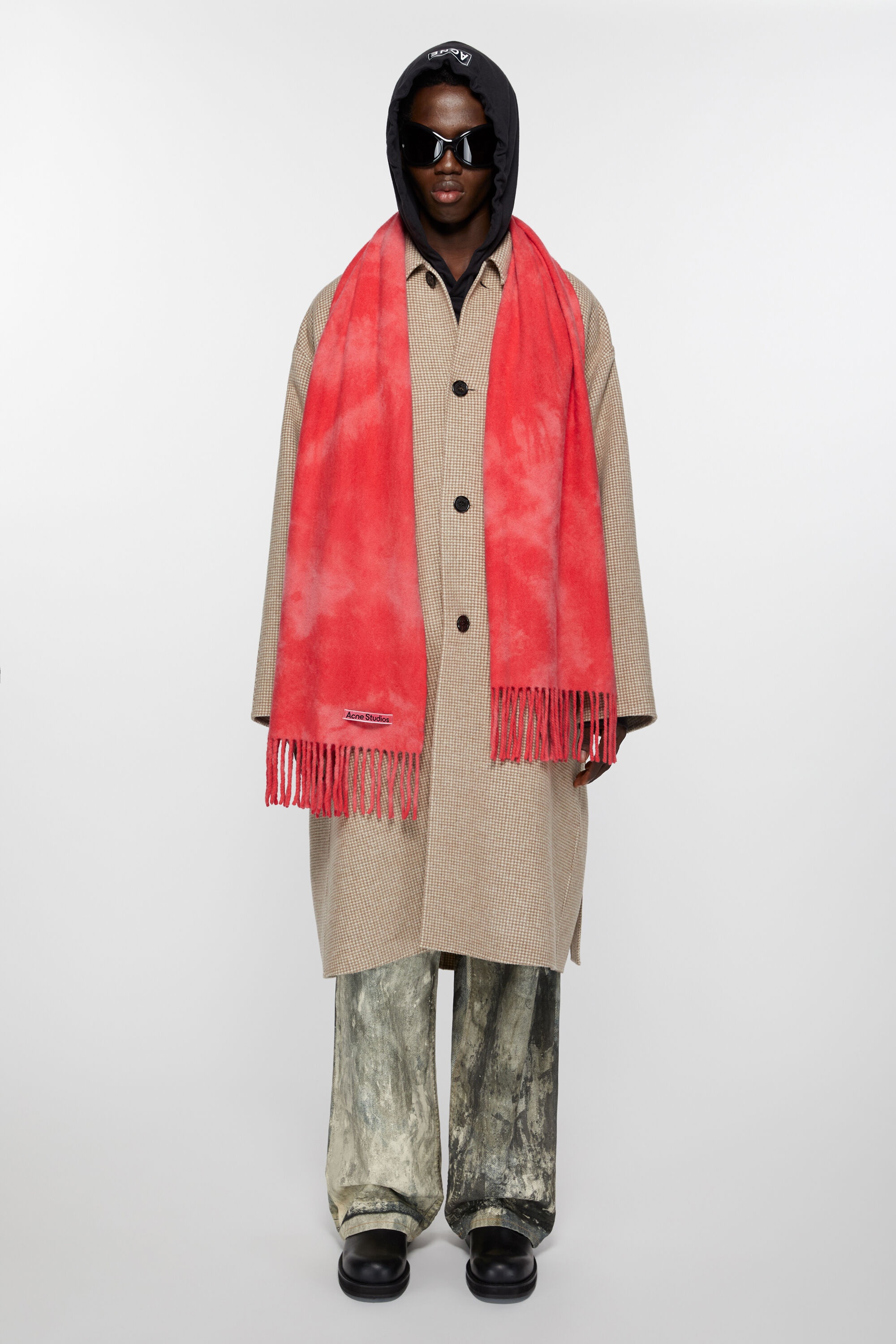 Tie-dye wool scarf - Narrow - Bright pink - 3