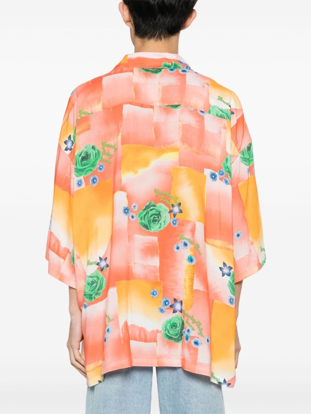 floral-print logo-patch shirt - 4